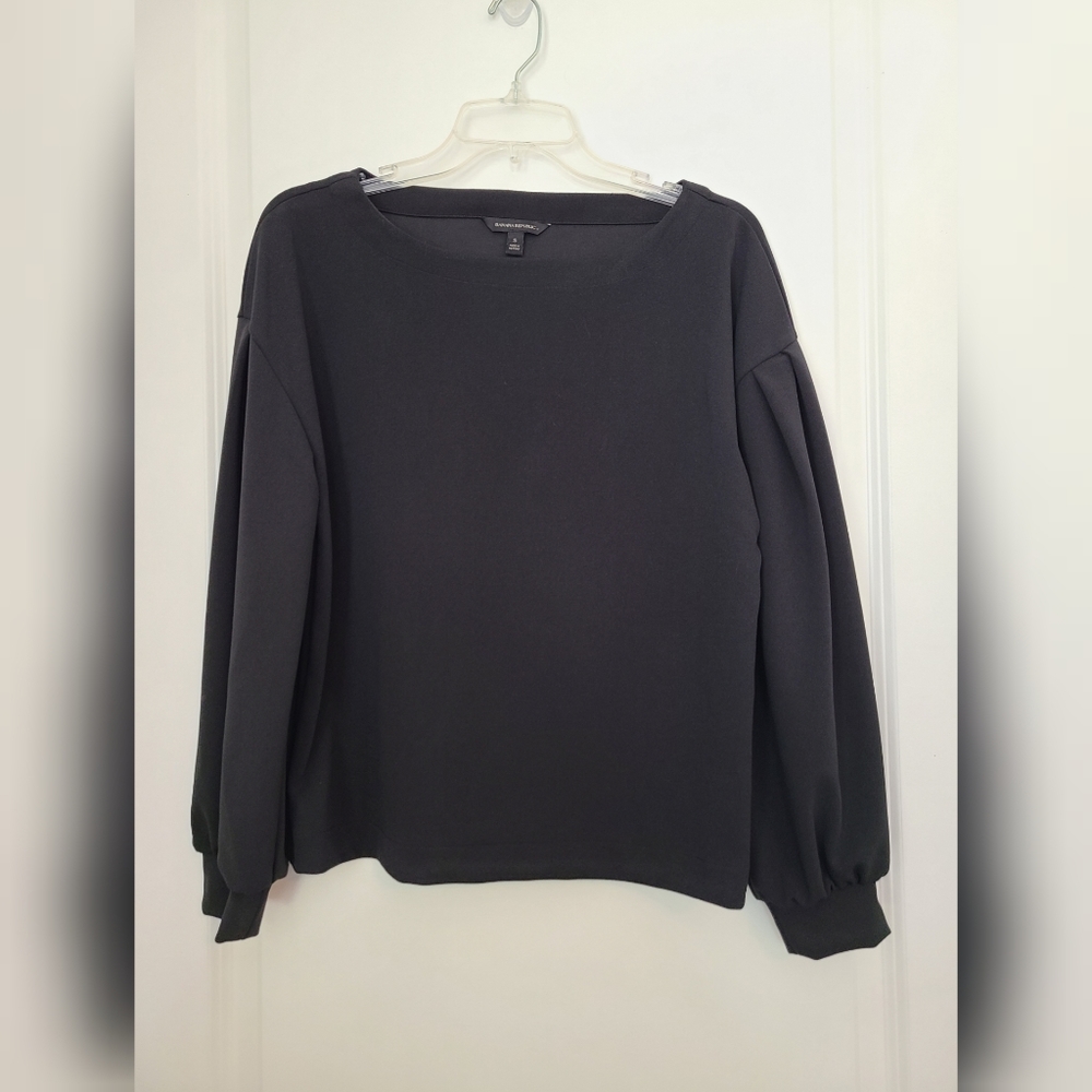 Banana Republic Women's Blouse Black Long Sleeve Dressy Top Small